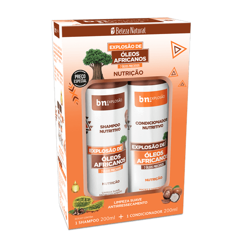 Kit Duo Shampoo 200ml + Condicionador 200ml Explosão de Óleos Africanos | bn.Cachos